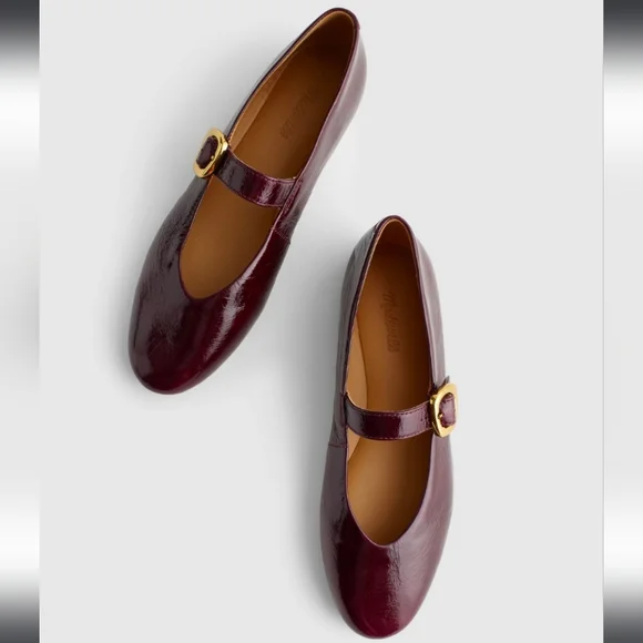 Madewell The Remy Mary Jane Flats Deep Plum Women's 7.5 Leather Shoes - Picture 1 of 8